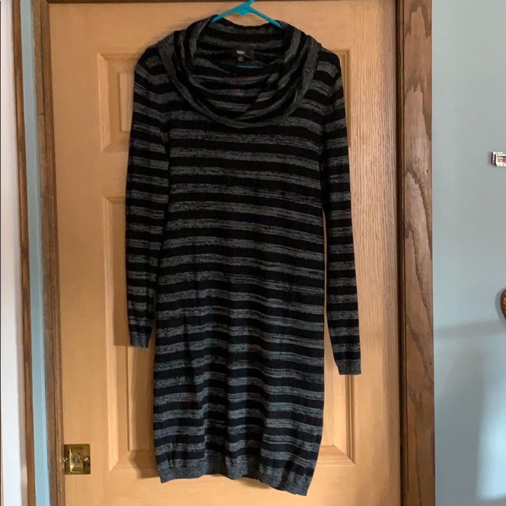 Sweater Dress- black/gray striped, Mossimo Sz L